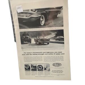 Vintage 1957 Du Pont Todays Horsepower and Highways Ad Advertisement